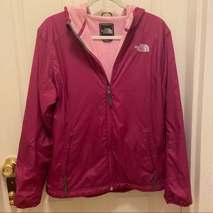 Cranberry Hooded North Face Shell Fleece Lined